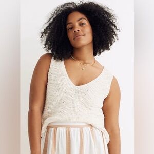 MADEWELL CROCHETED KNIT TANK, SIZE S.